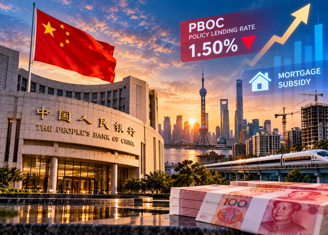 China Cuts Policy Lending Rate and Launches Nationwide Mortgage Subsidy to Support Growth