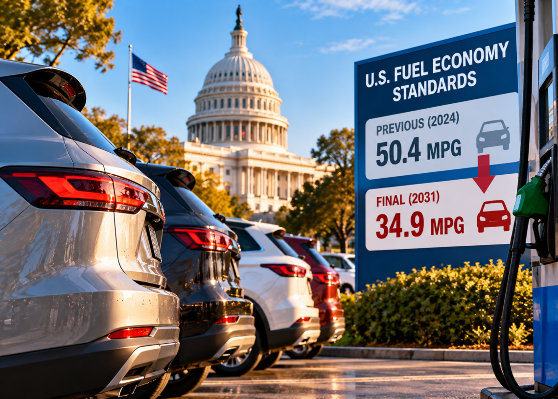 U.S. Cuts 2031 Fuel-Economy Target to 34.9 MPG in Major Auto-Policy Reversal