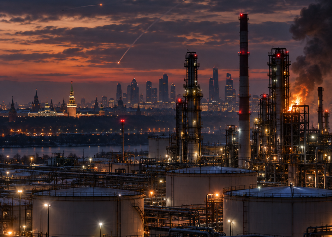 Ukraine’s Largest Moscow Drone Assault Hits Key Oil Refinery as Russia’s Fuel Strain Intensifies