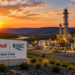 Shell RISEC Hunlock Creek natural gas processing plant at sunset