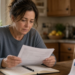 A household reviews bills at a kitchen table as U.S. consumer sentiment falls and inflation expectations rise.