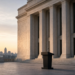 Marble institutional facade at dawn with an empty press podium, framing Friday CPI as the last major inflation gate before the Federal Reserve meeting.
