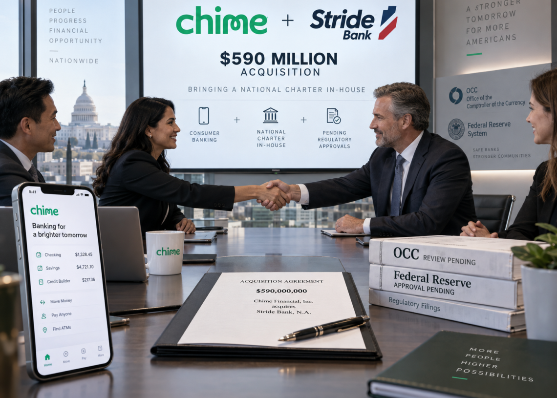 Chime acquires Stride Bank for national bank charter path