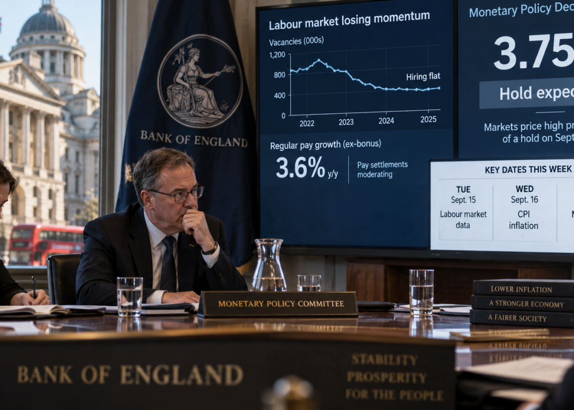 Bank of England Agents soft labour; markets lean Sept 17 hold at 3.75%