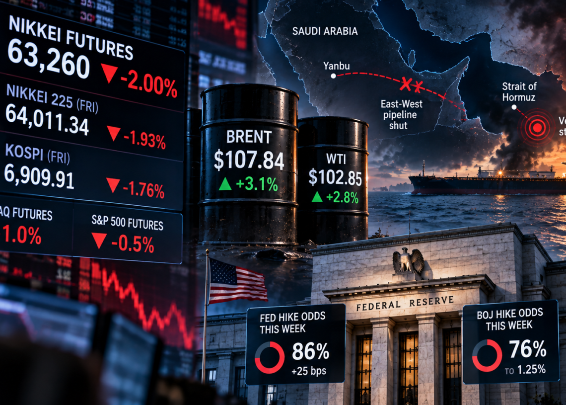 Asia Monday open prep with Nikkei futures off about 2% and weekend oil risk