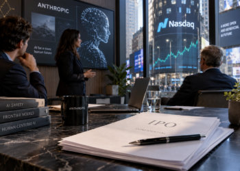 Nasdaq exchange selection imagery for Anthropic potential IPO