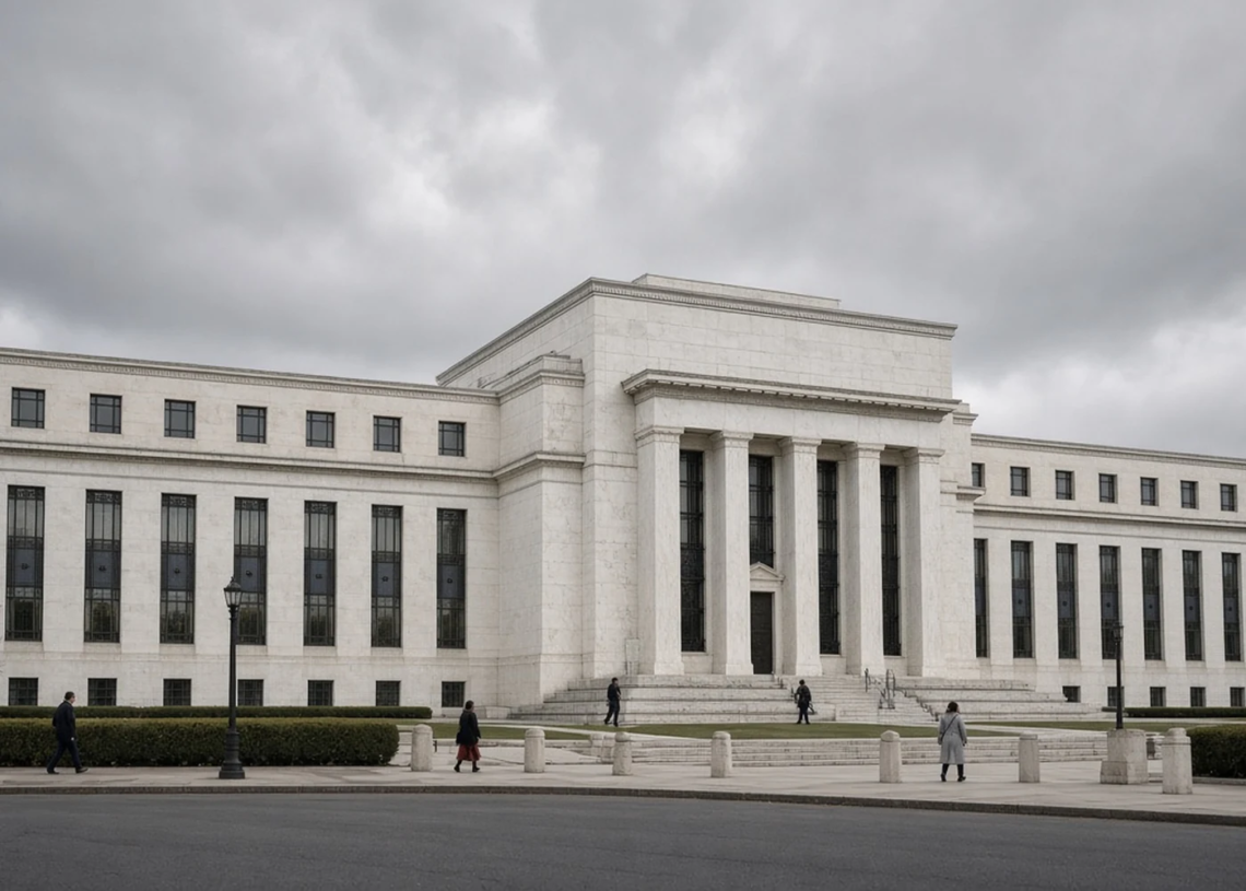 The Federal Reserve building under overcast sky ahead of the September FOMC meeting.