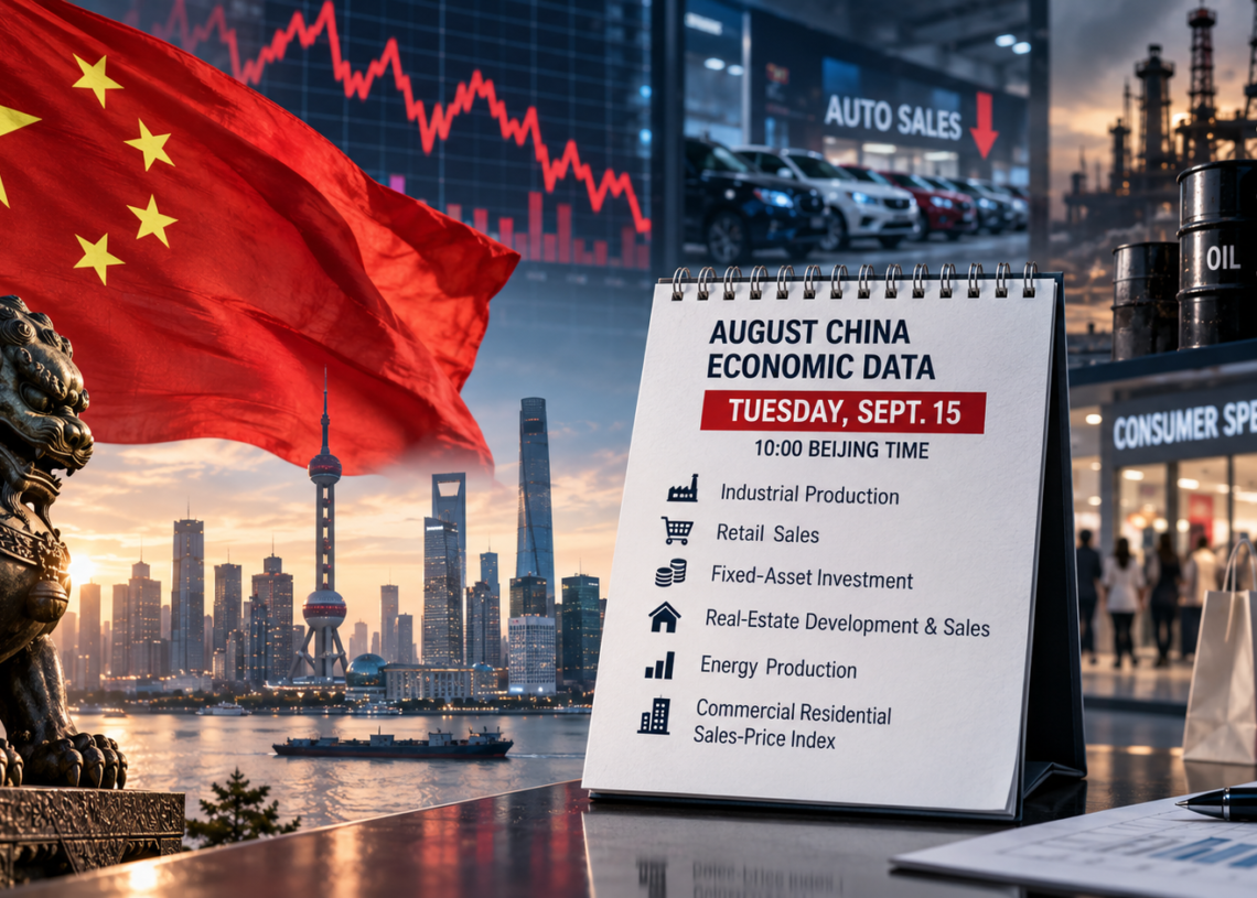 China August activity data due Tuesday on NBS calendar under oil-hit consumption watch