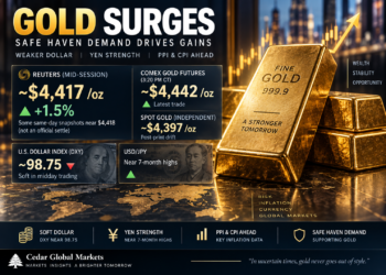Gold rises about 1.5 percent toward 4418 as soft dollar backdrop holds