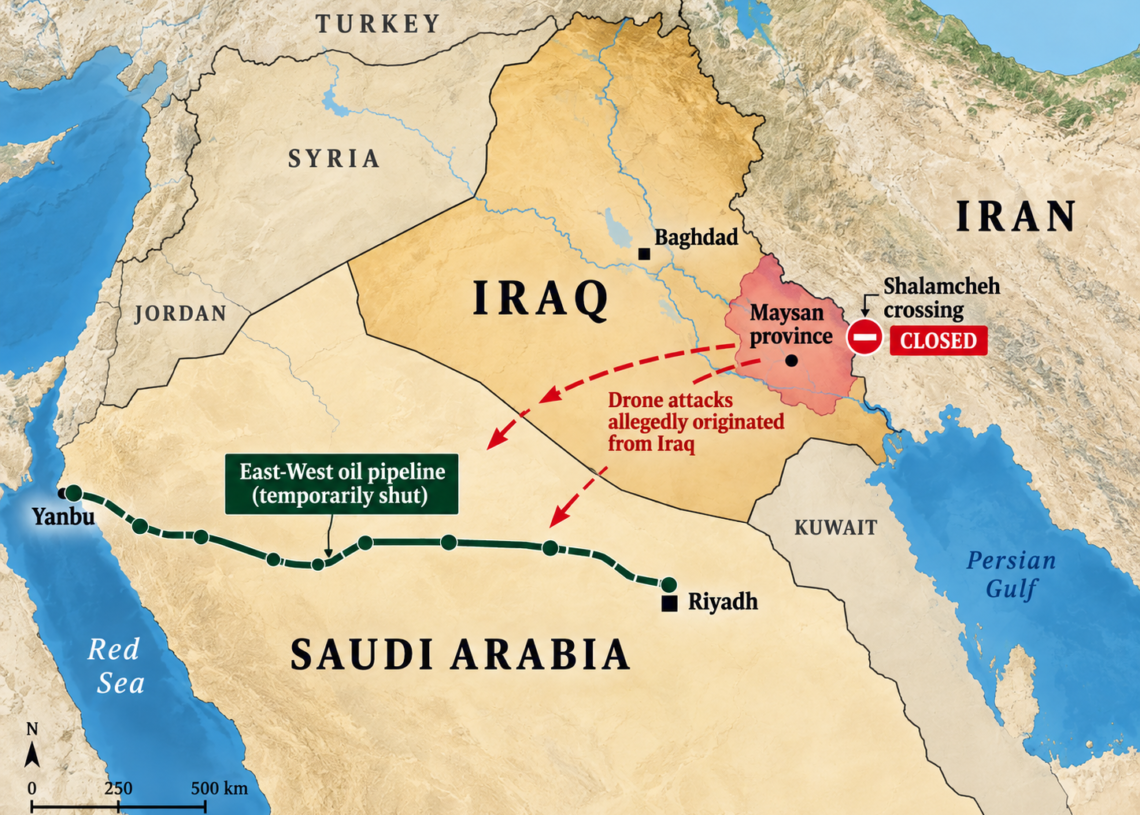 Iraq Shalamcheh border crossing closed after drone attacks; Maysan operations command change
