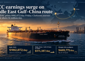 VLCC MEG-China rates near one million dollars a day on Baltic assessment