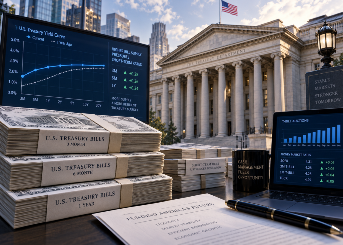 Wall Street Sees $1 Trillion Treasury-Bill Wave as U.S. Borrowing Shifts Short