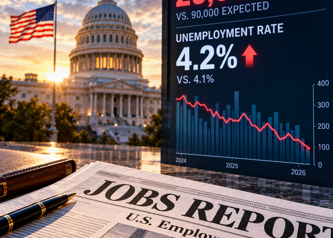 U.S. Payrolls Rise Just 29,000 as Unemployment Climbs to 4.2%, Cooling Fed Rate-Hike Bets